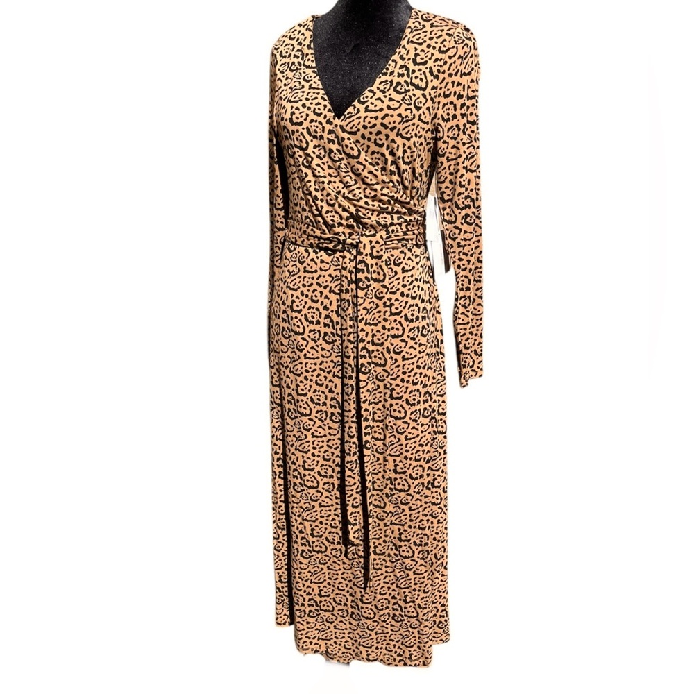 Leopard Wrap Dress Caramel Midi Length New With Tag